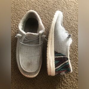 Hey Dude Womens Shoes Wendy Funk Wool Gray US Size 11 Faux Fur Lined